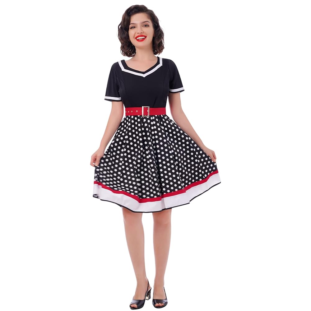 Amazon.com: Vintage Polka Dot Dress for Women 1950s Swing A